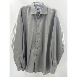 Joseph Abboud Mens XXL Grey Non-Iron Classic Fit Diamond Pattern Dress Shirt